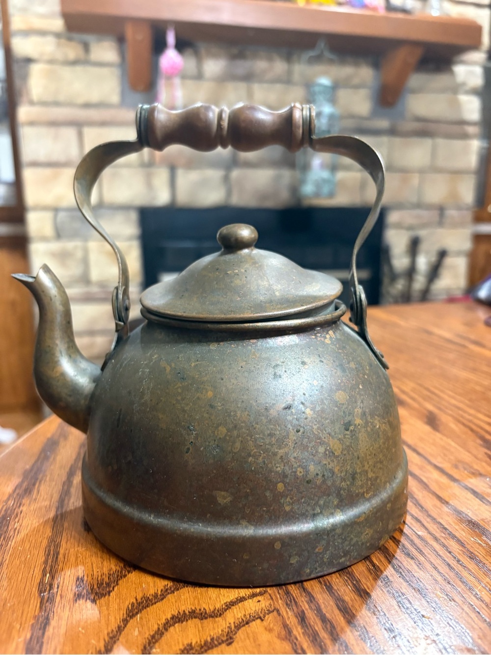 Tagus made in Portugal R51 Vintage Copper Teakettle with Wooden Handle Rustic